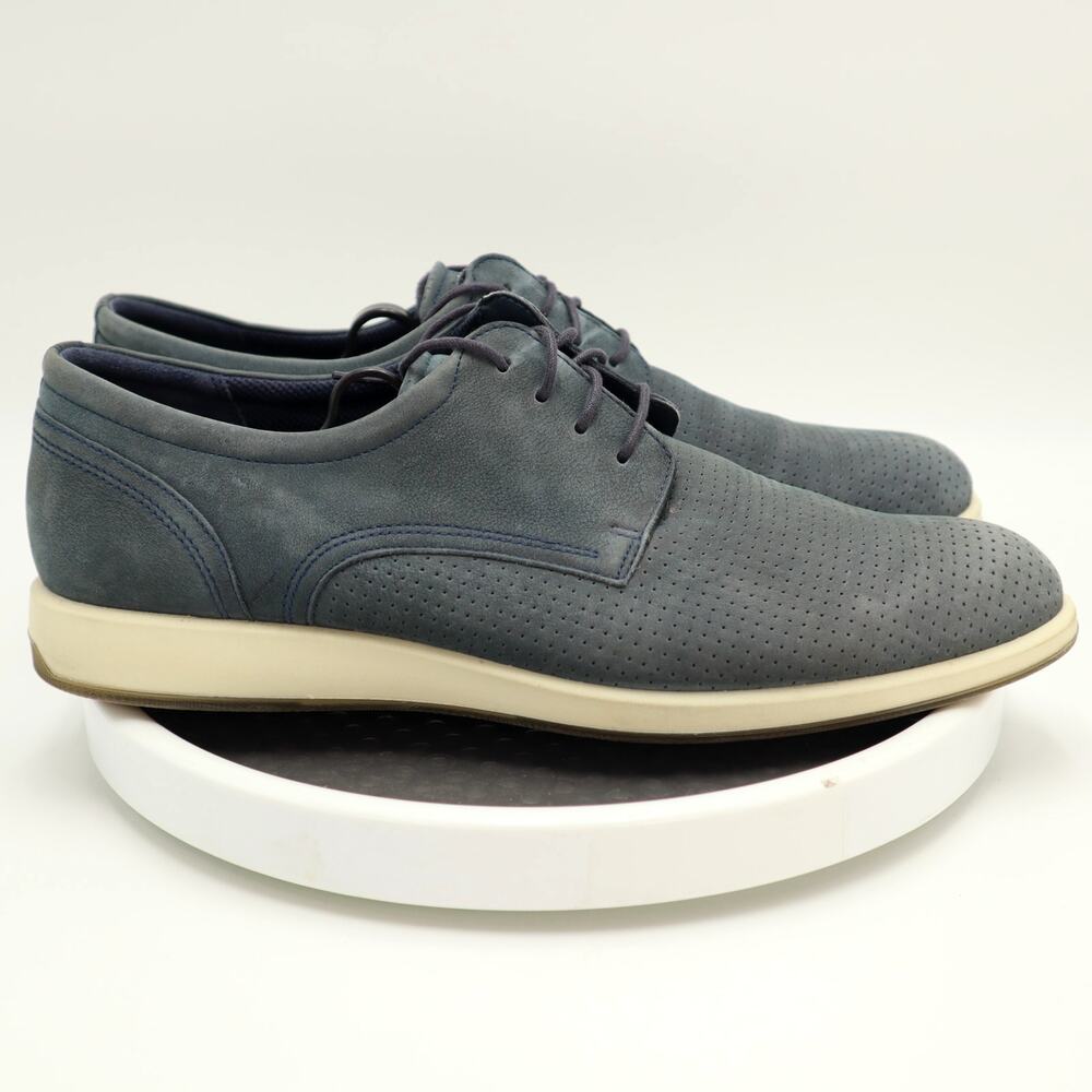 Ecco Jared Modern Tie Mens Blue Leather Shoes Size 10 EU 44 Dress Sneakers